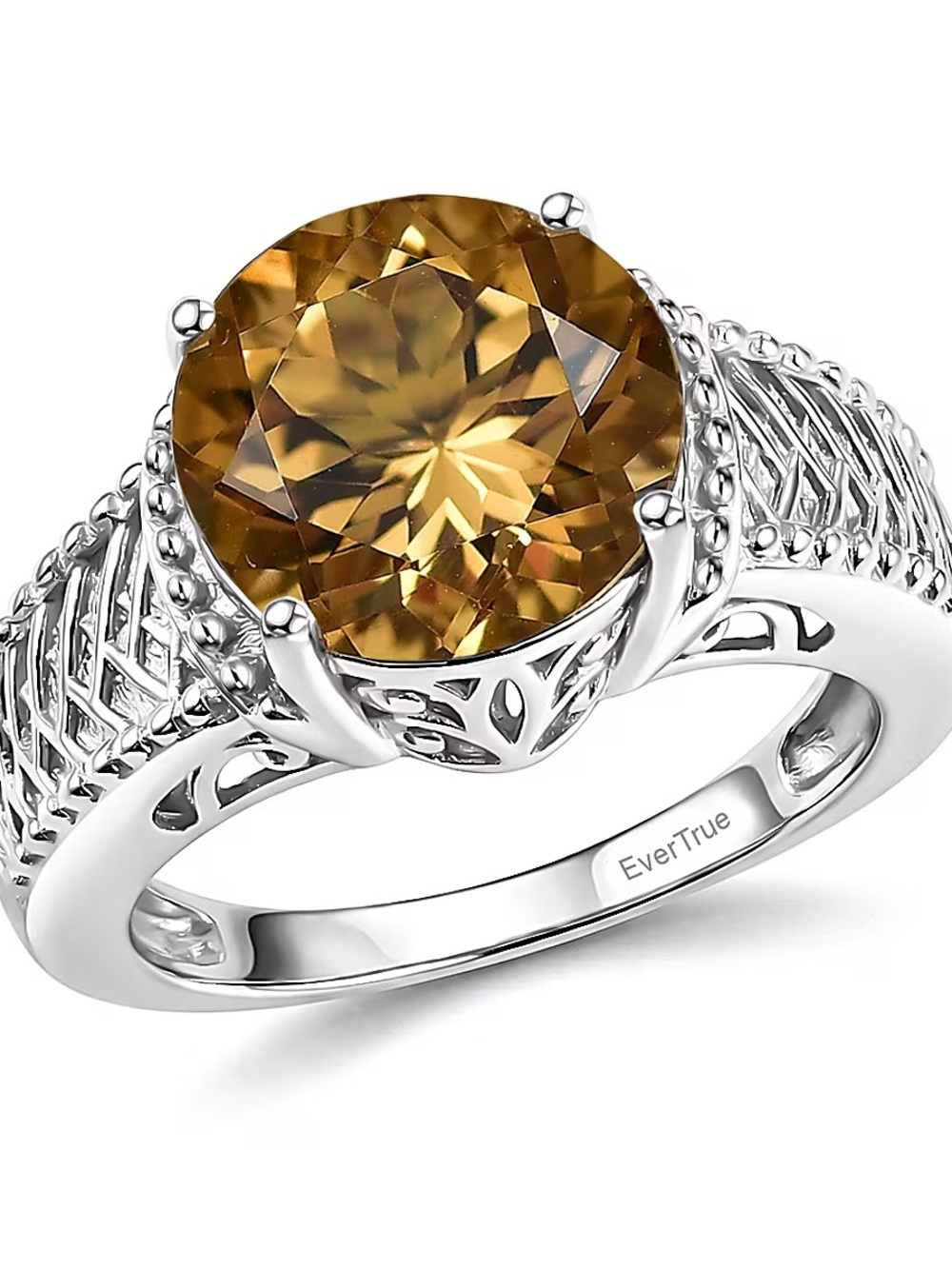 Women's Silver Ring with Brown Citrine-Style Stone